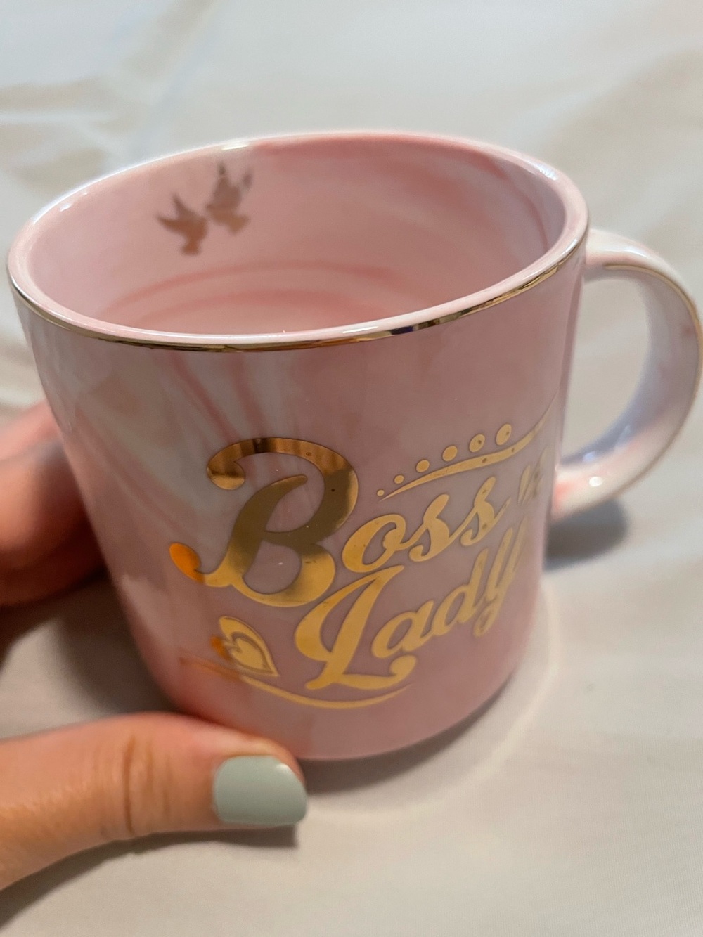 Gift Set Pink Ceramic Mug + Coaster „Boss Lady“